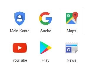 Bild: Googles Kartendienst „Maps” in der Übersicht der Google Apps